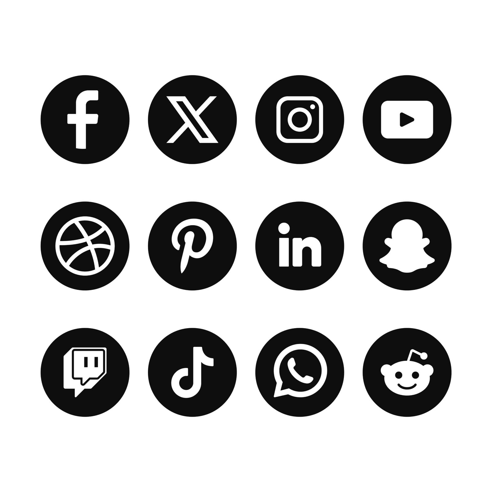 Set Of Black Circle Social Media Logos With New X logo-www.freepik.com Set Of Black Circle Social Media Logos