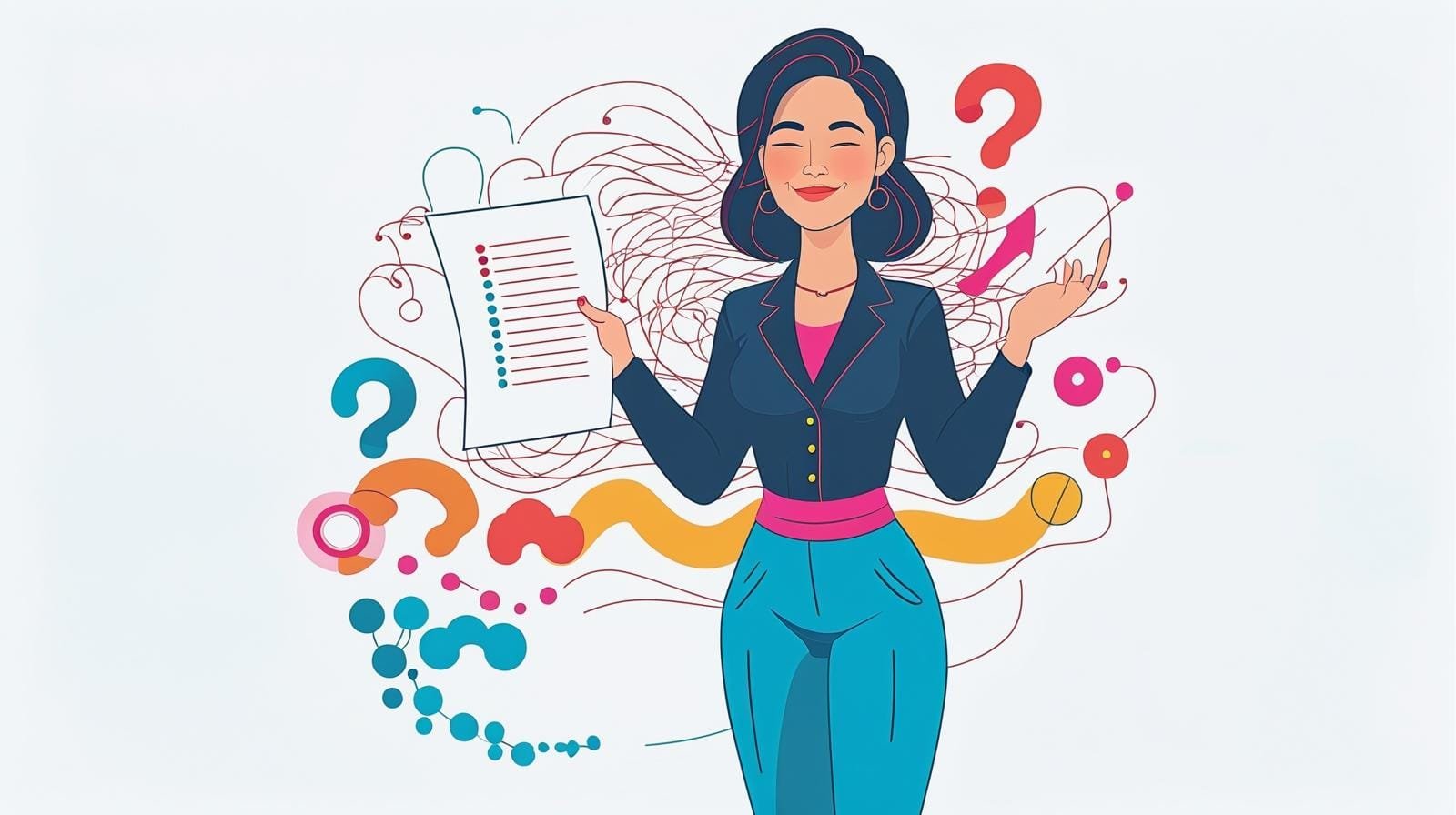 minimalist flat vector illustration a confident smiling coach holding a checklist a single clear path in front of them casual and friendly style clean white background